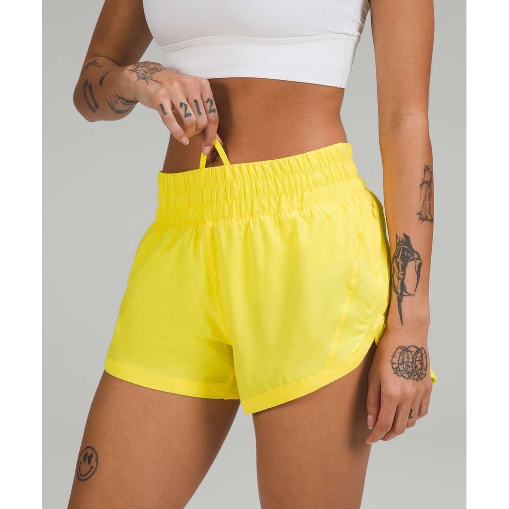Lululemon Track That High-Rise Lined Short 3" Yellow Athletic Running Shorts 6